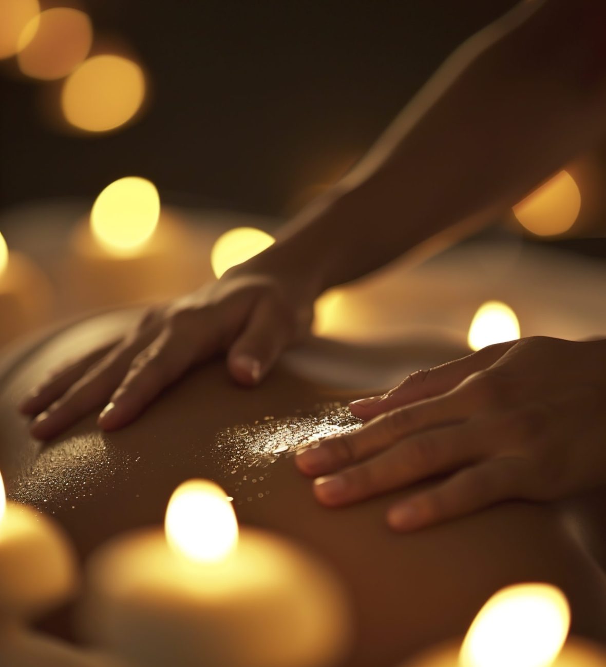 Hands performing a relaxing massage on a persons